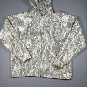 Art & Motion Fleece Factory Forest Camo Full Zip Hoodie Size Small Oversized